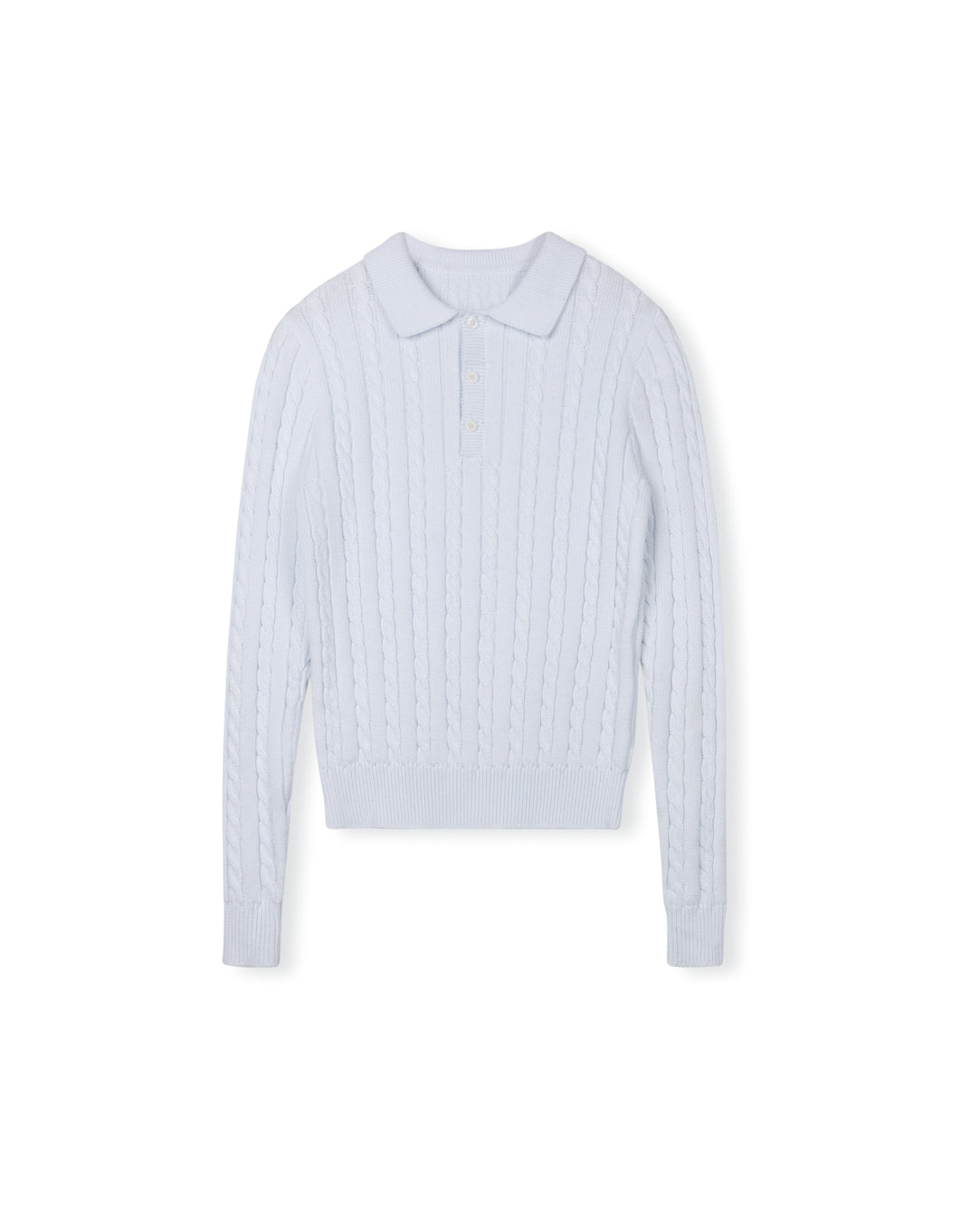 Cable Knit Long Sleeve Polo