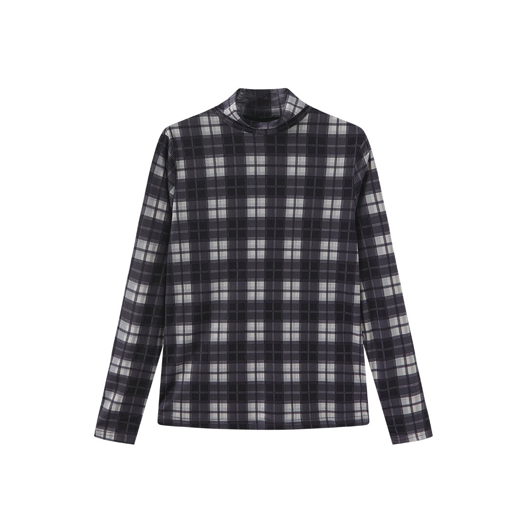 Plaid Mesh Top