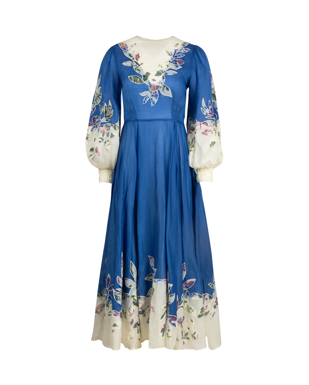 Contrast Floral Linen Dress