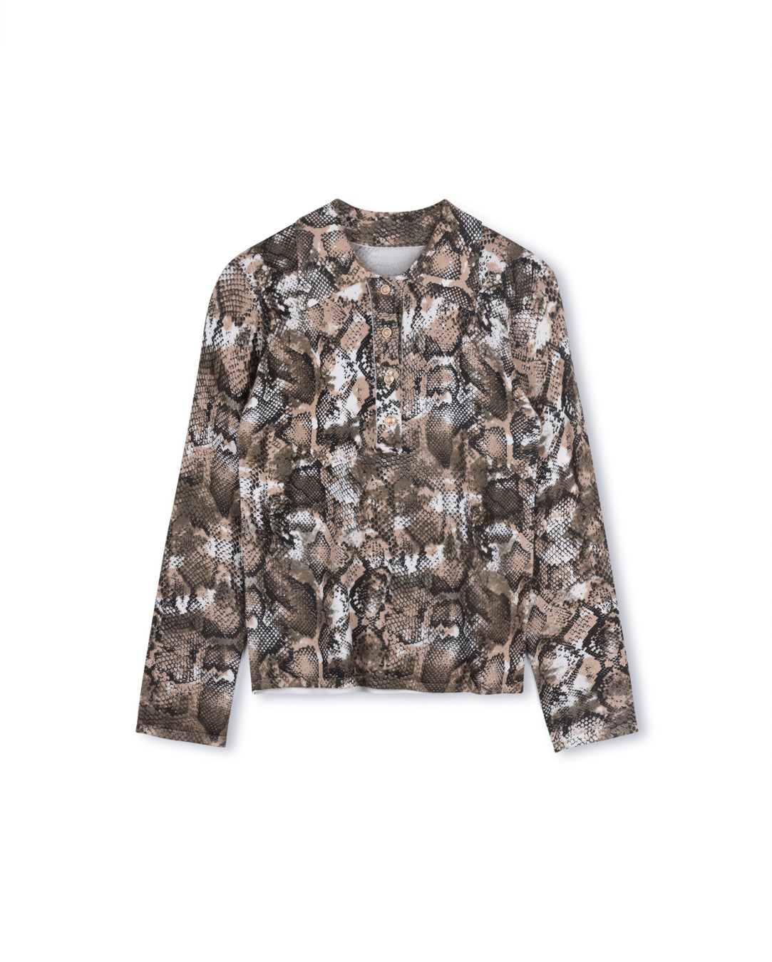 Knit Henley Top With Big Collar - Junees