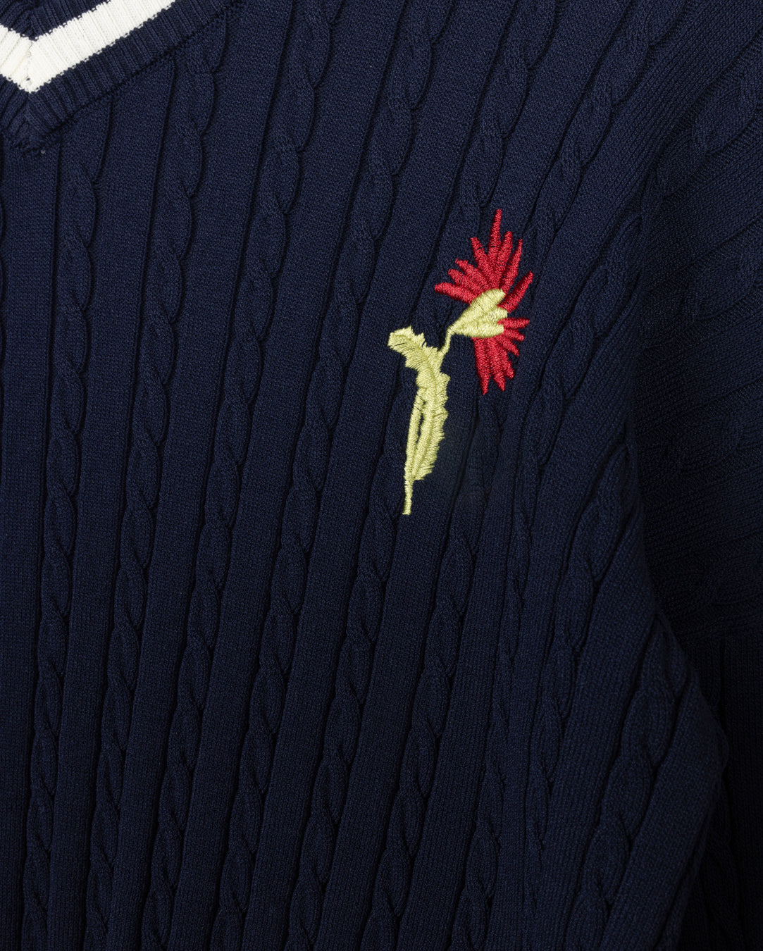 Flower Logo Cable Knit Sweater