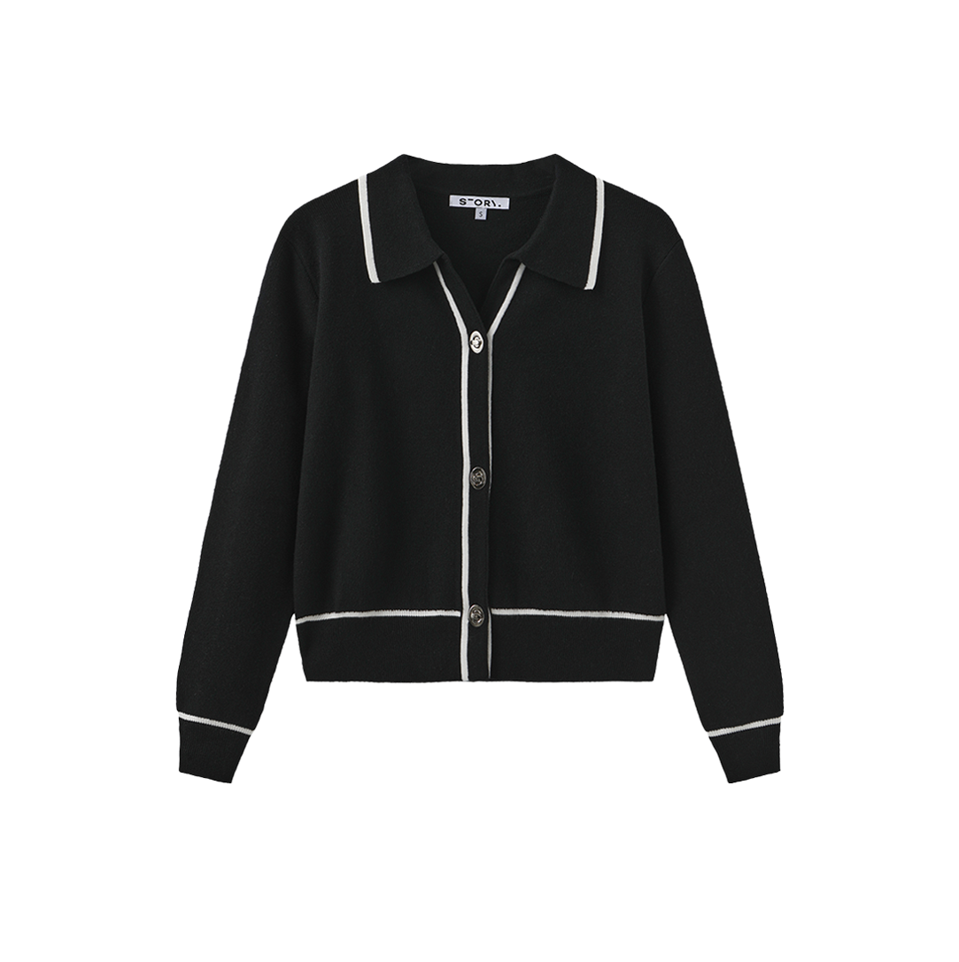 Silver Button Collar Sweater