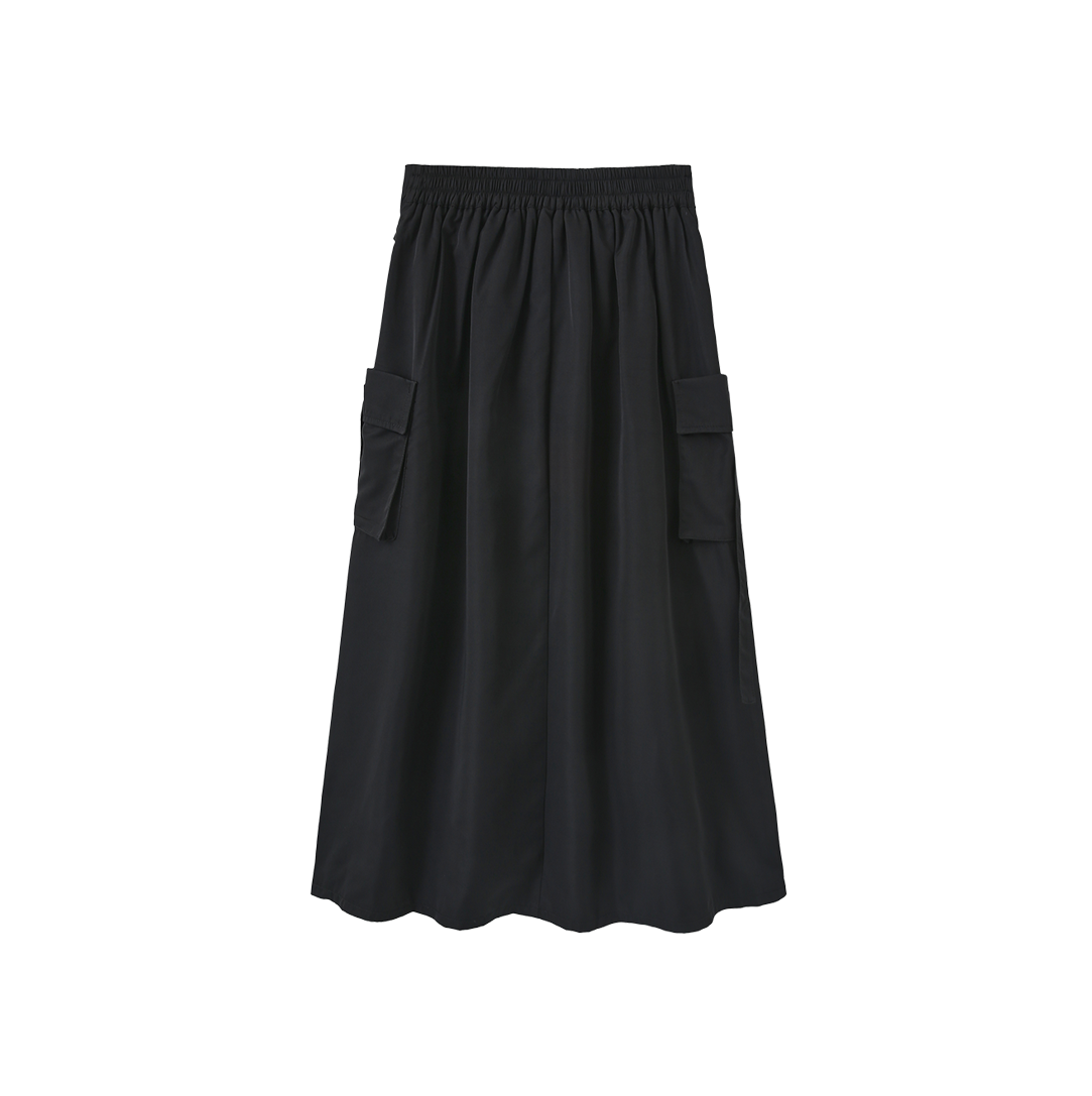Pleated Pocket Midi Skirt