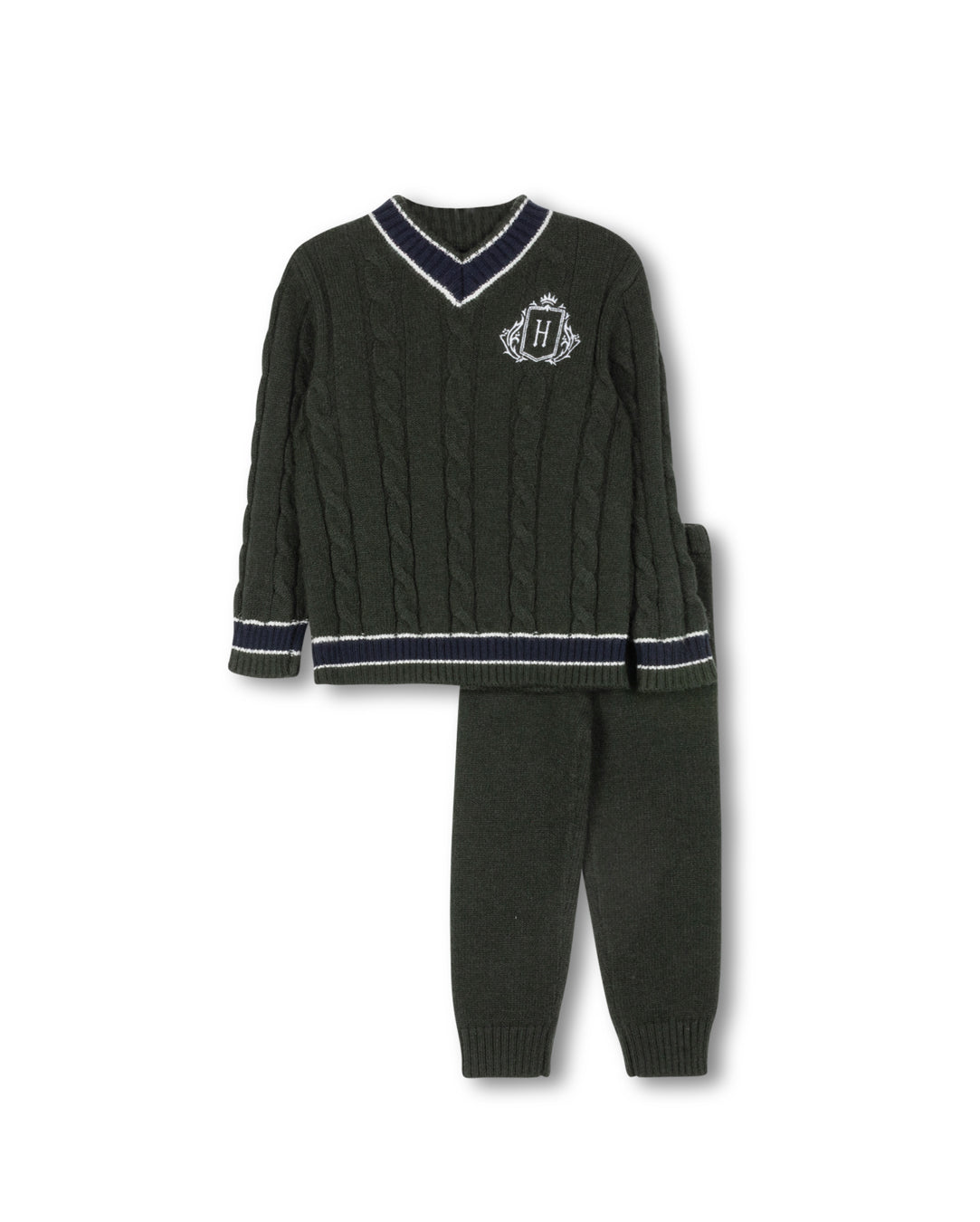 Chunky Cable Knit Patch Sweater Set C-23072