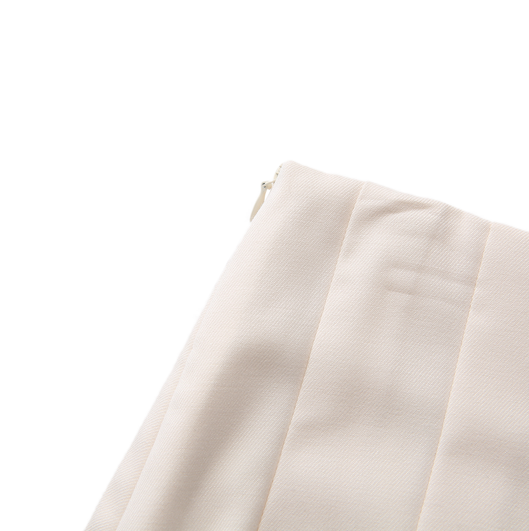 Wool Box Pleat Midi Skirt