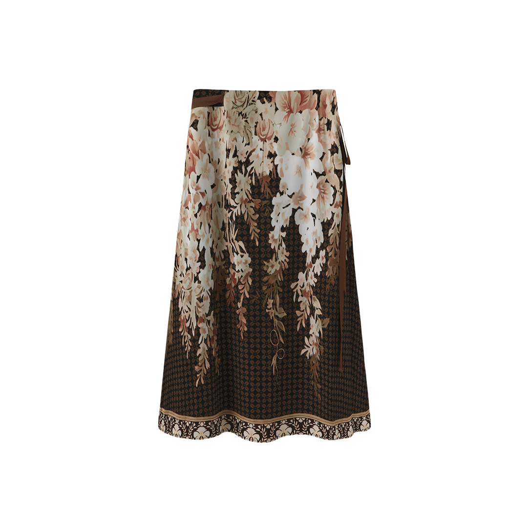 Regal Floral Belt Detail Skirt
