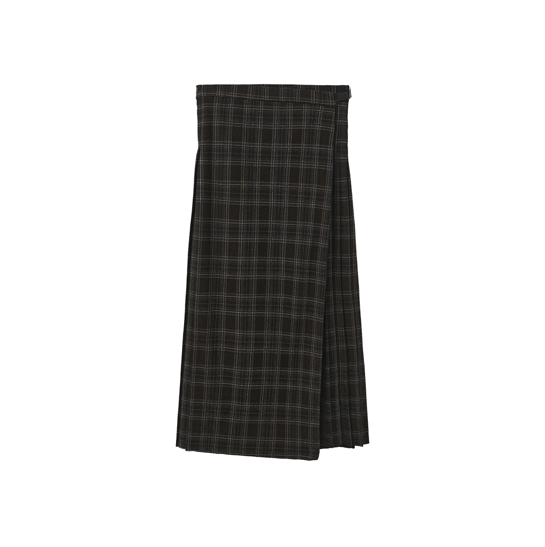 Wool Plaid Wrap Skirt