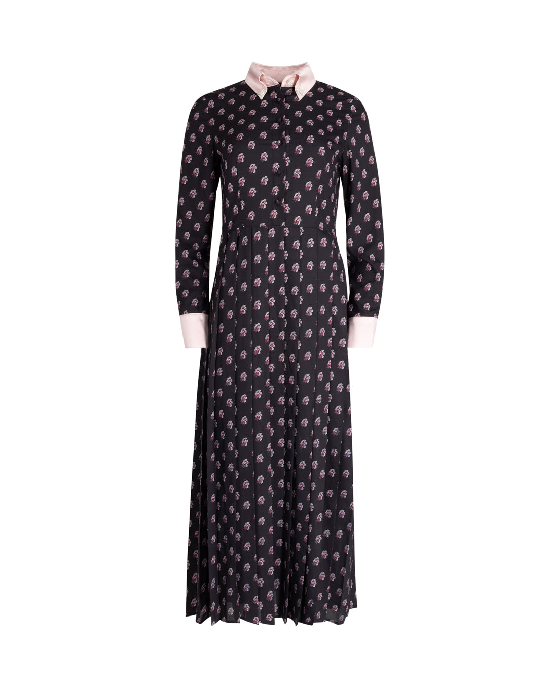 Flower Printed Pleated Dress W-23353