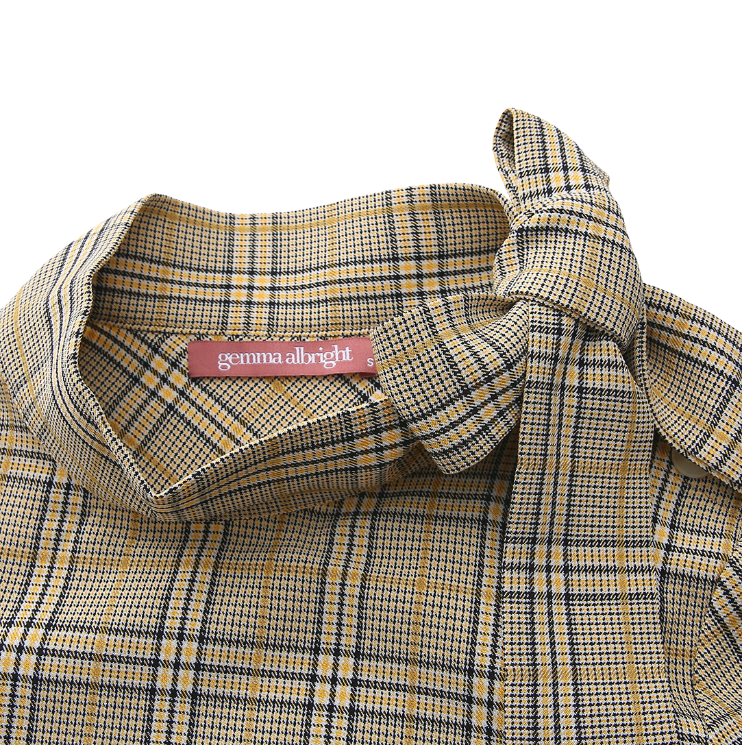 Avis Plaid High Neck Blouse
