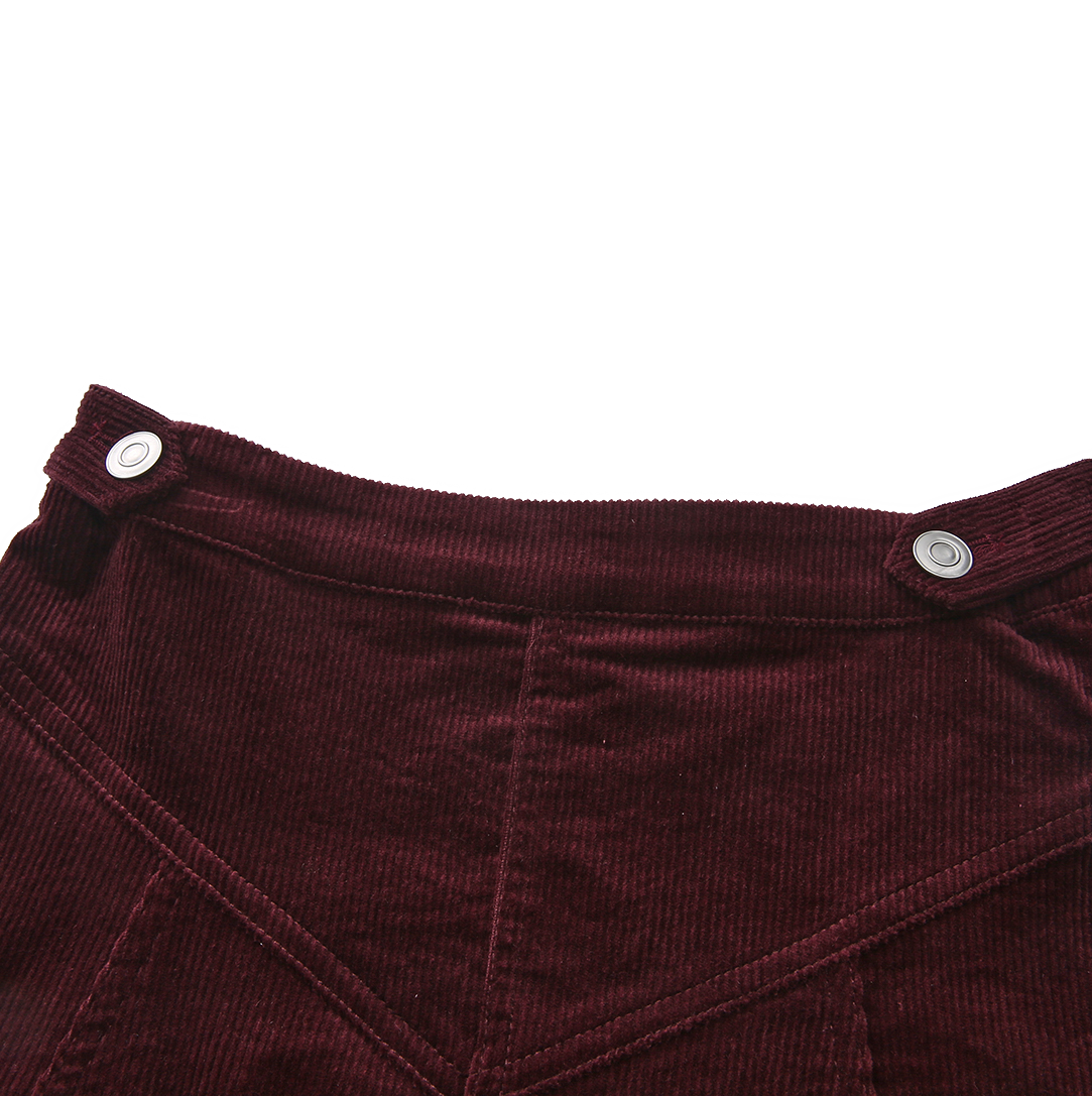 Corduroy V Seam Midi Skirt