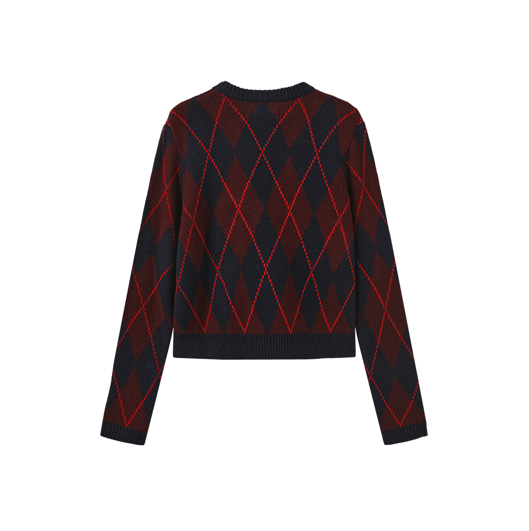 Knit Argyle Hem Sweater