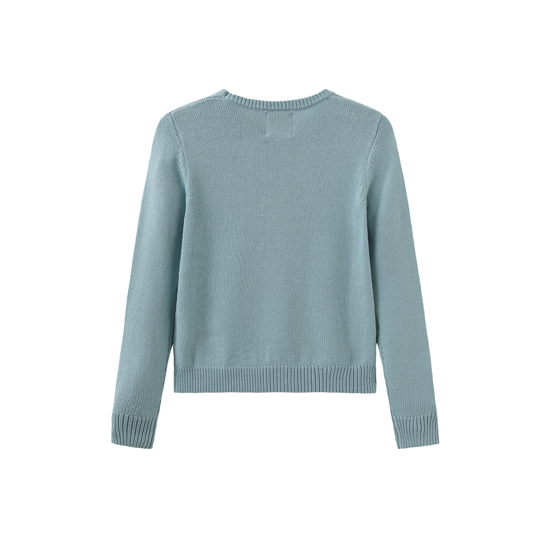Tonal Embroidery Crew Neck Sweater