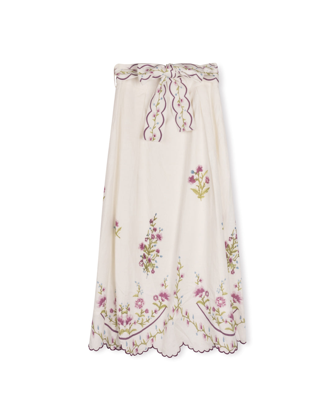 Floral Printed Scalloped Trim Skirt C-18555