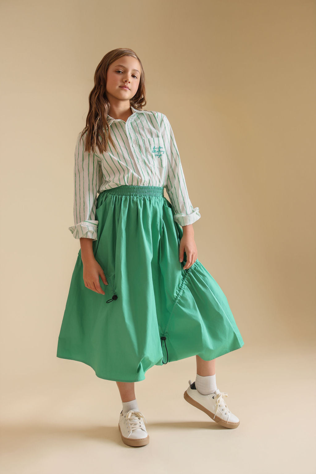 Sketch Pinstriped Embroidered Blouse