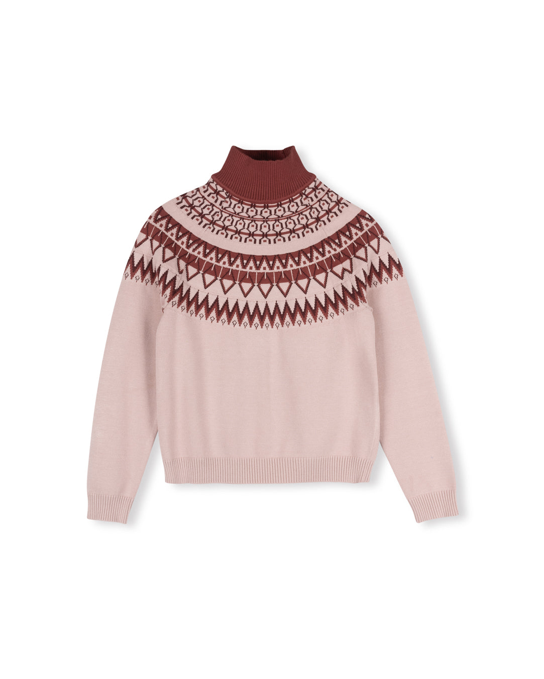 Faint Fair Isle Mock Neck Sweater C-23271