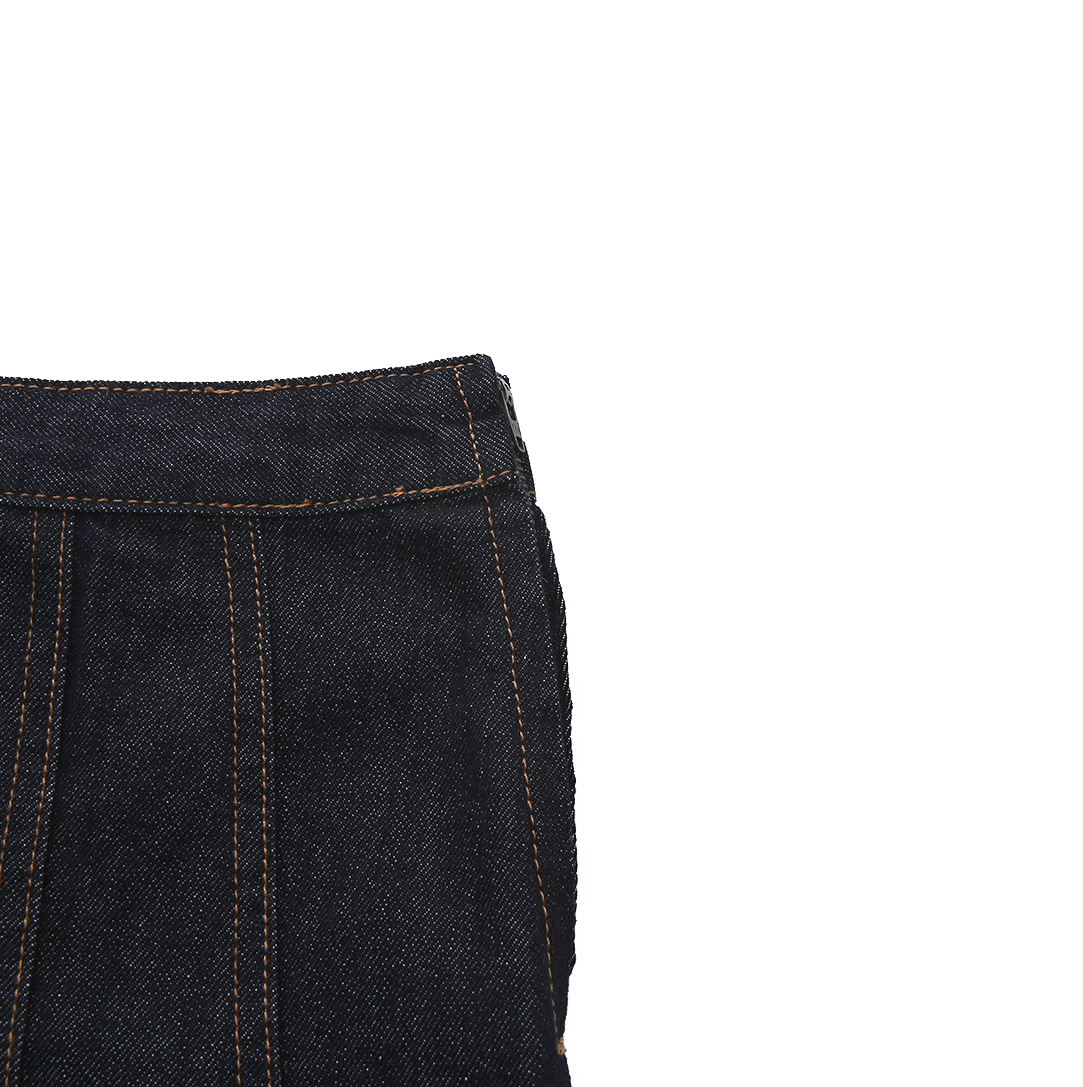 Box Pleat Denim Skirt