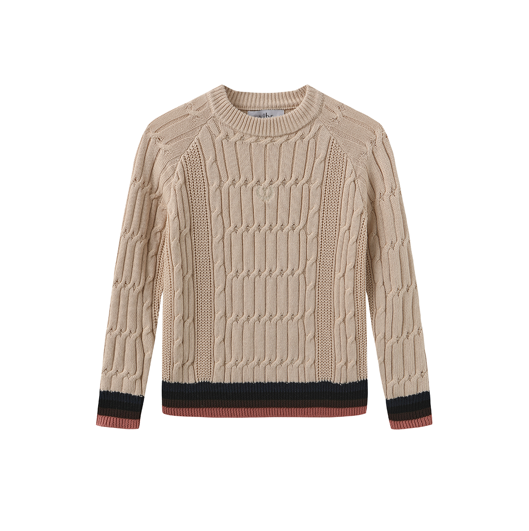 Cable Knit Stripe Sweater