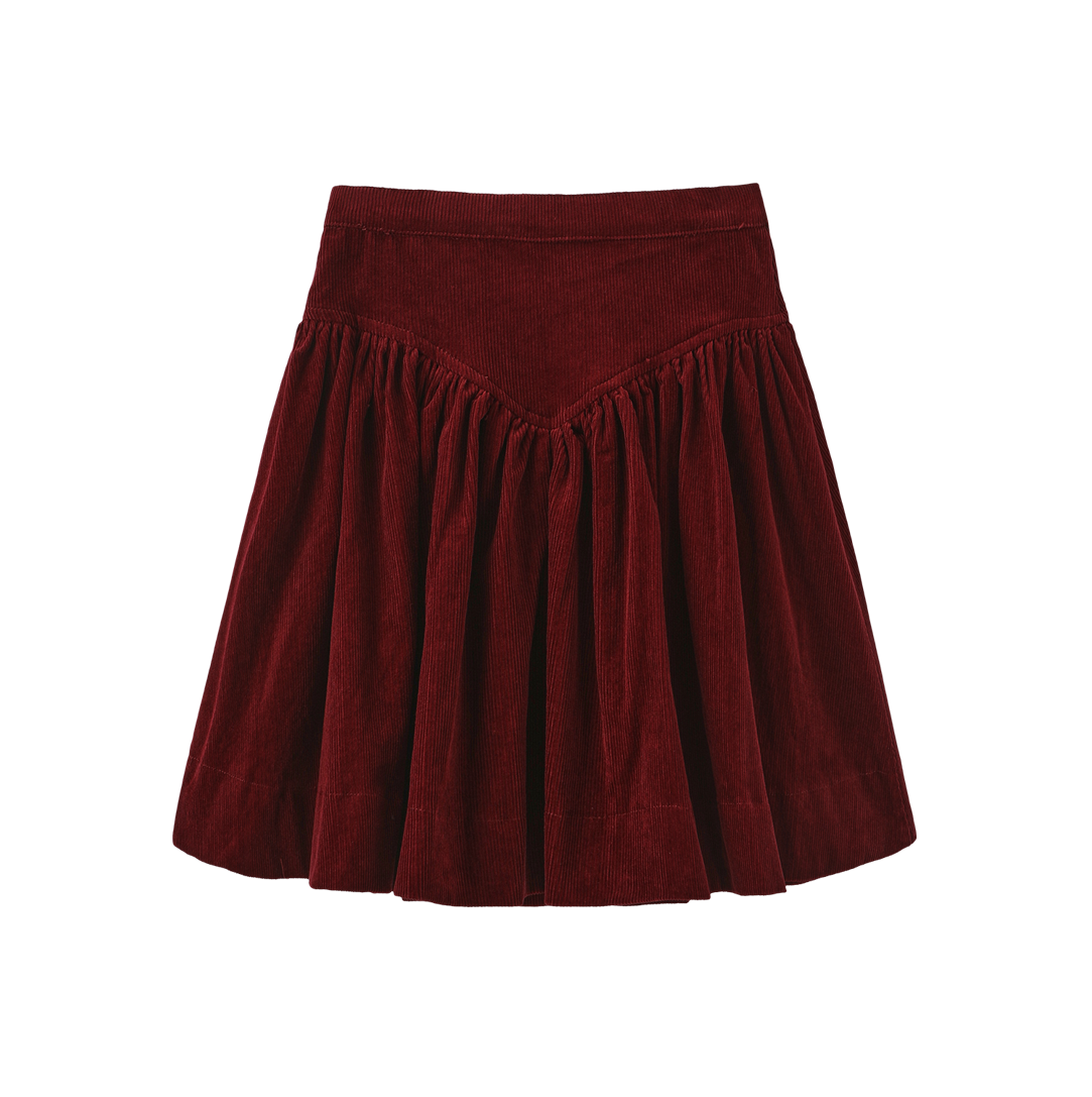 Corduroy Drop V Gathered Skirt