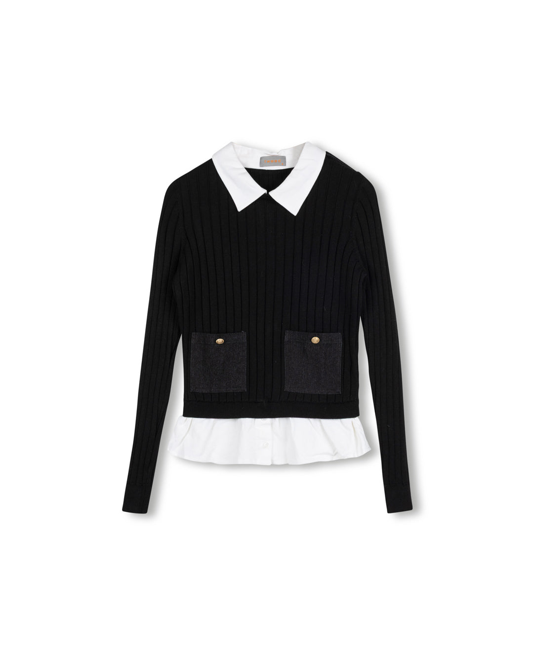 Crop Sweater And Blouse Top W-20551