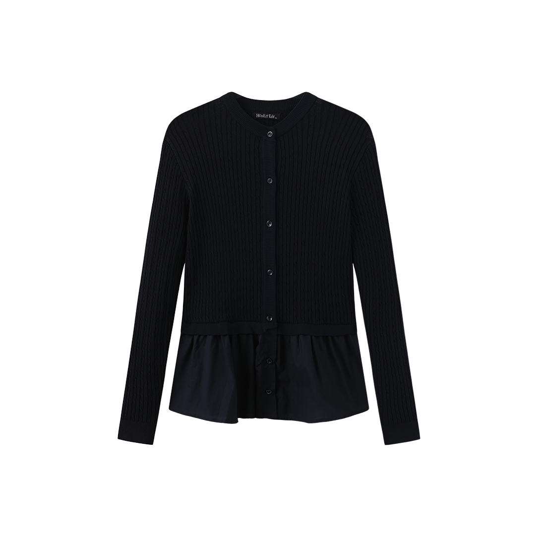 Inserted Blouse Cable Cardigan