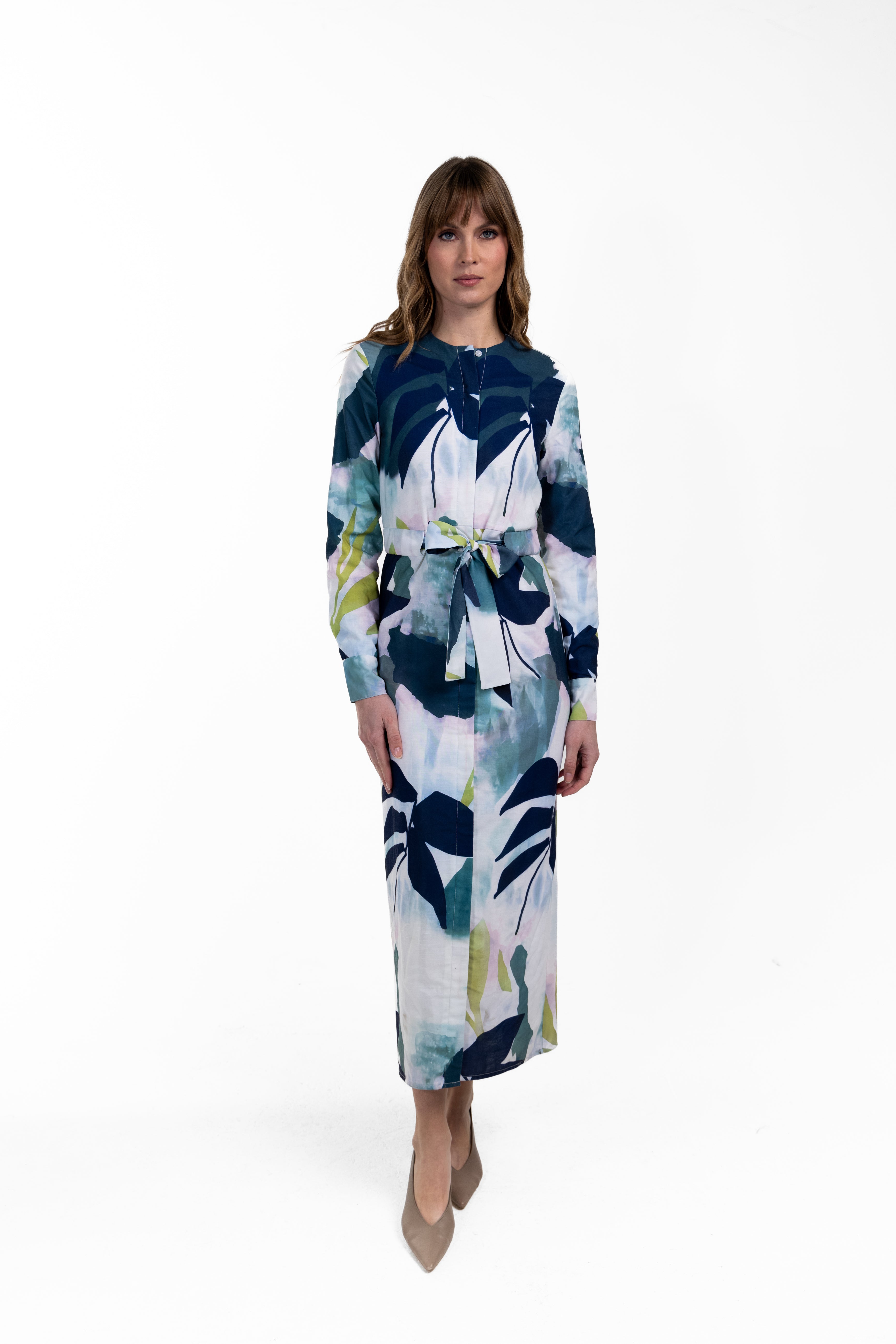 Colorful Self Belt Dress W-17858