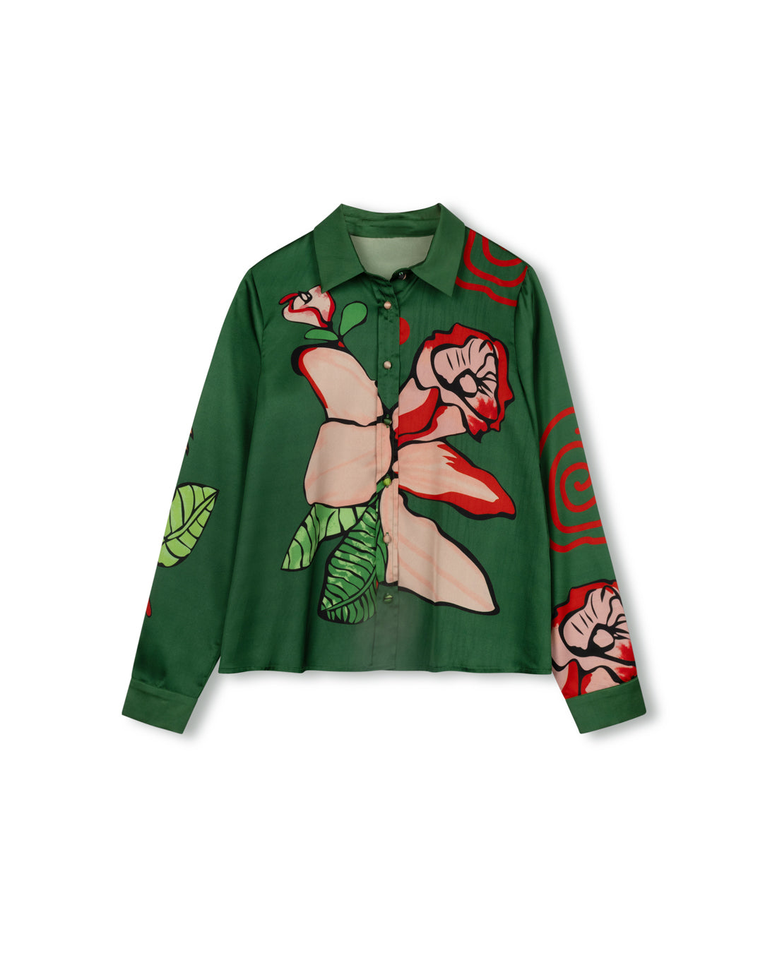 Flower Detailed Silk Blouse