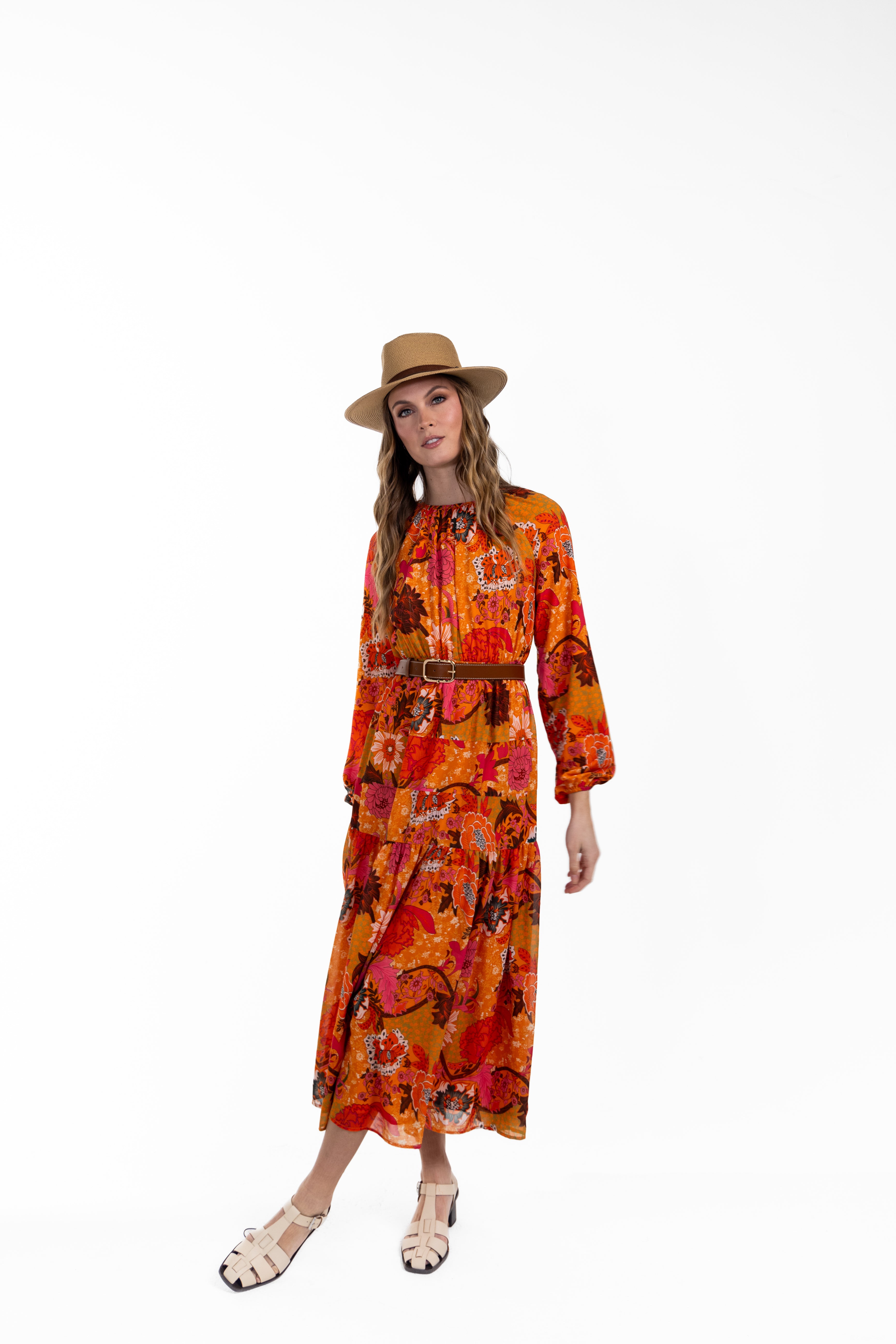 Floral Printed Chiffon Maxi Dress