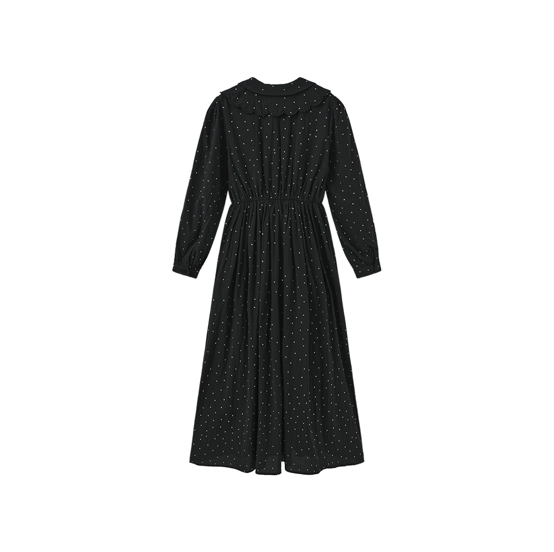 Gem Stone Scalloped Neck Dress
