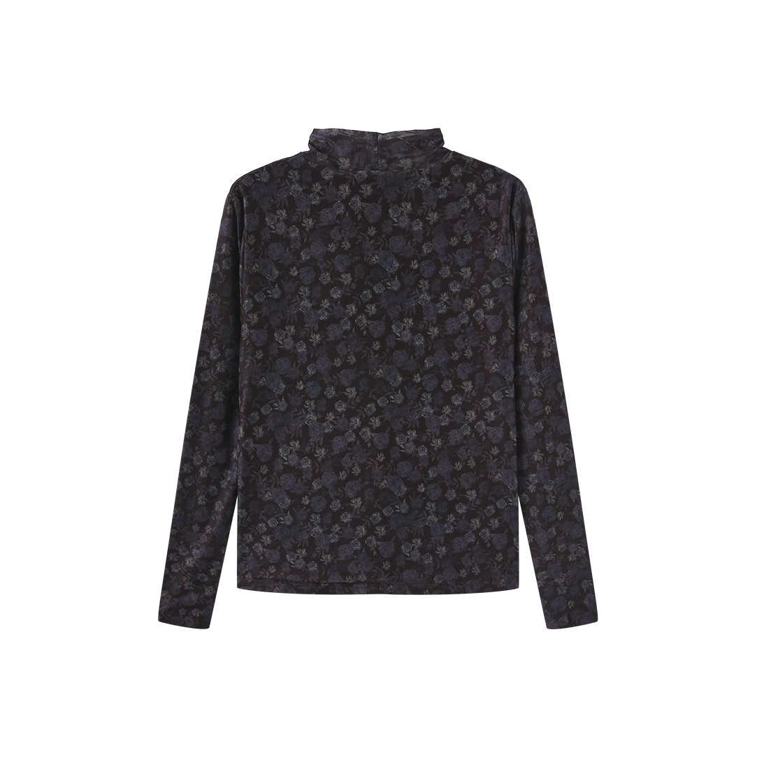 Elm Mesh Printed Turtleneck Top