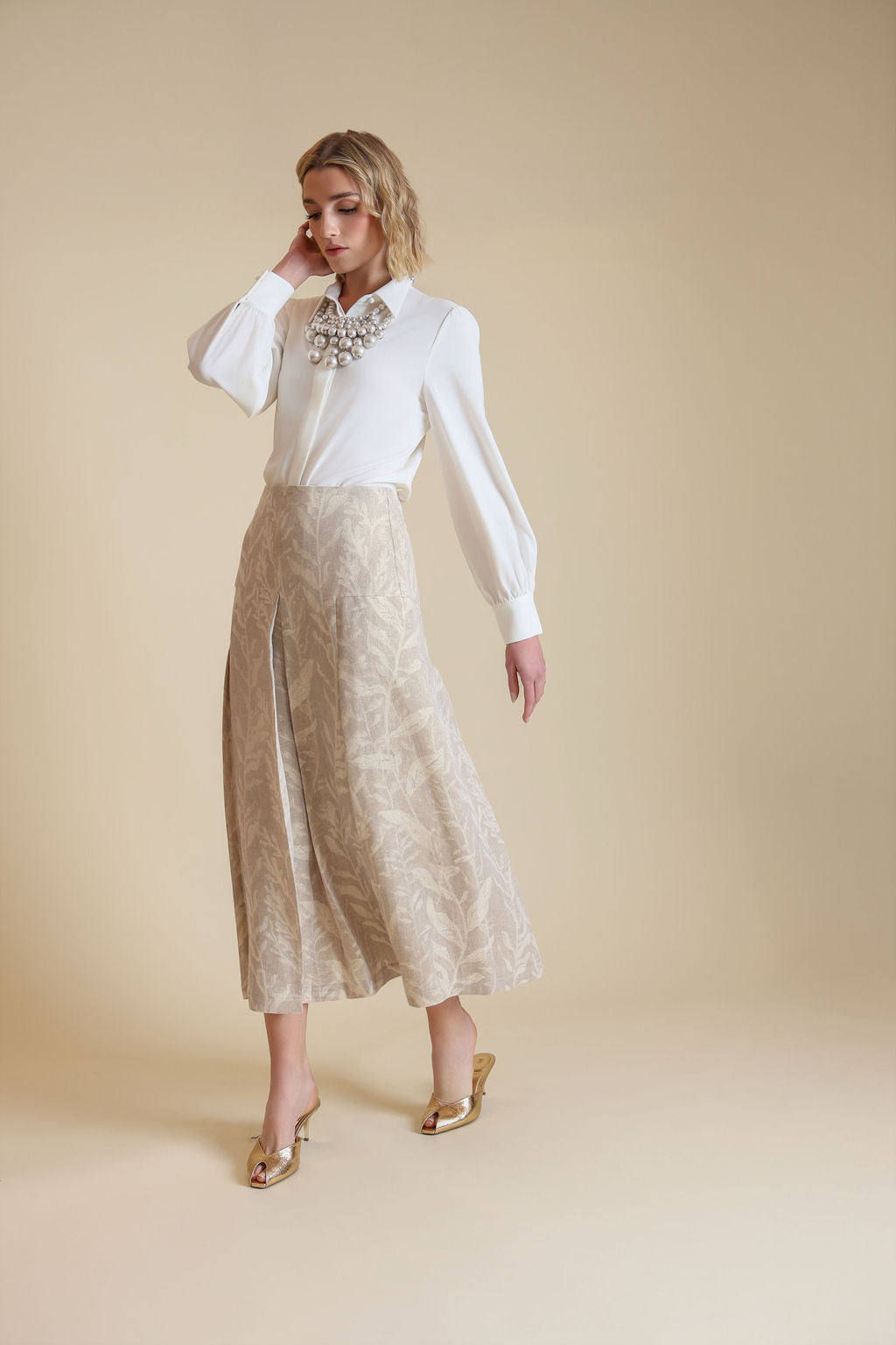 Shimmer Printed Pleated Skirt - Junees