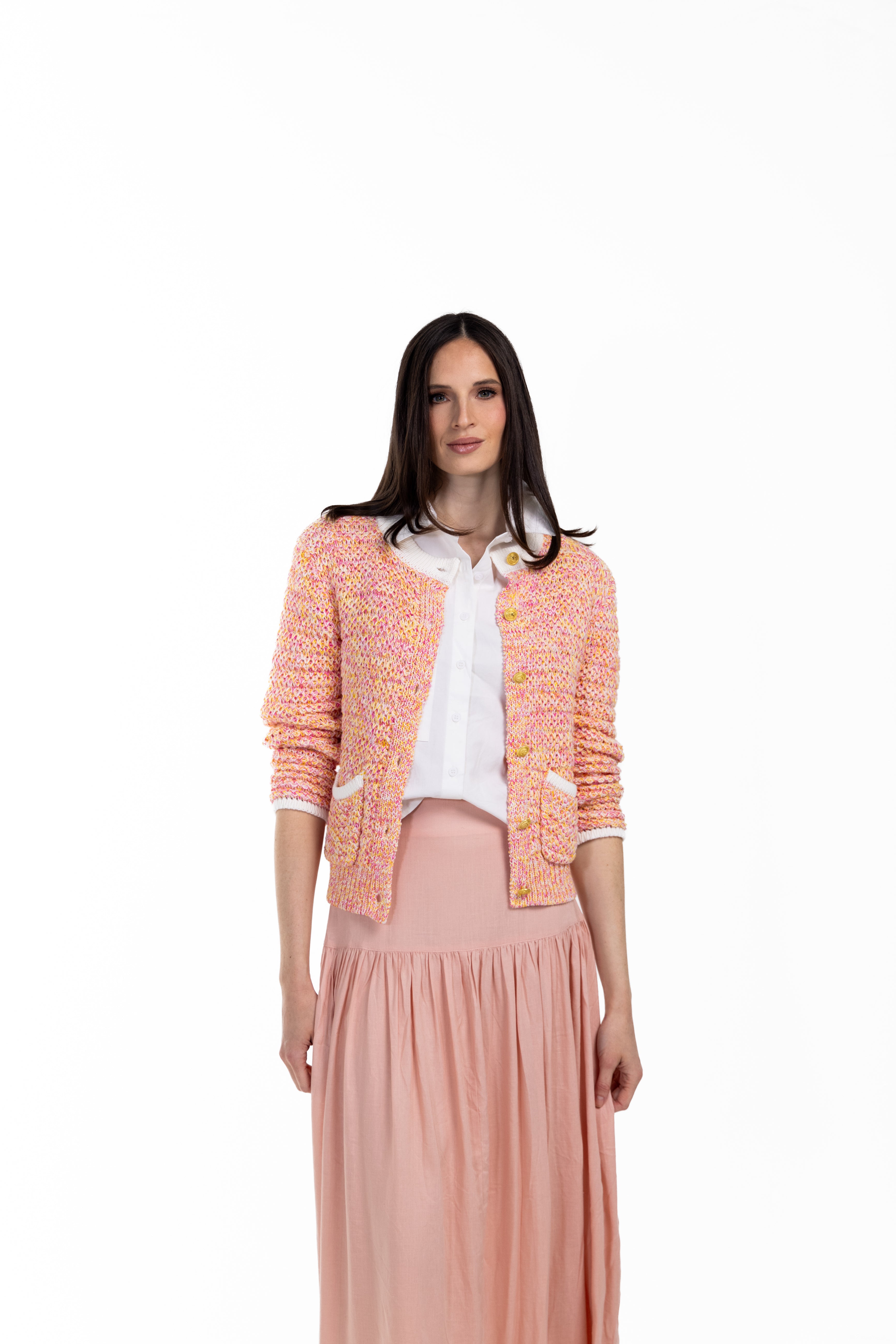 Knit Colorful Cardigan W-19585