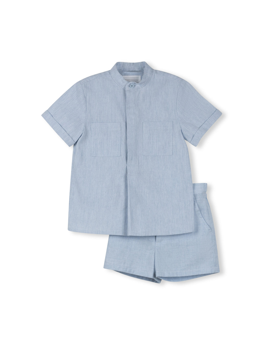 Textured Henley Blouse And Shorts