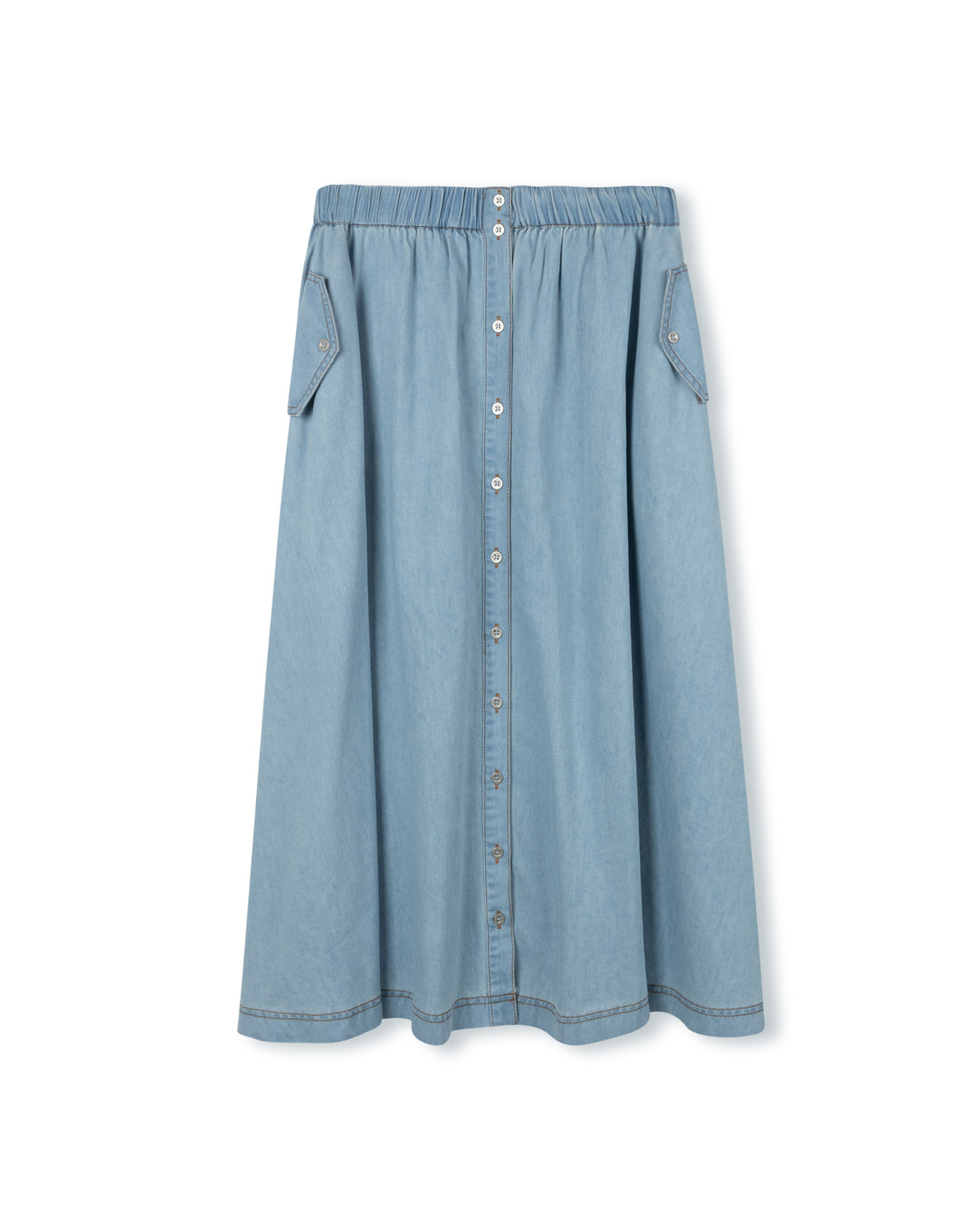 Chambray Flowy Maxi Pocket Skirt - Junees