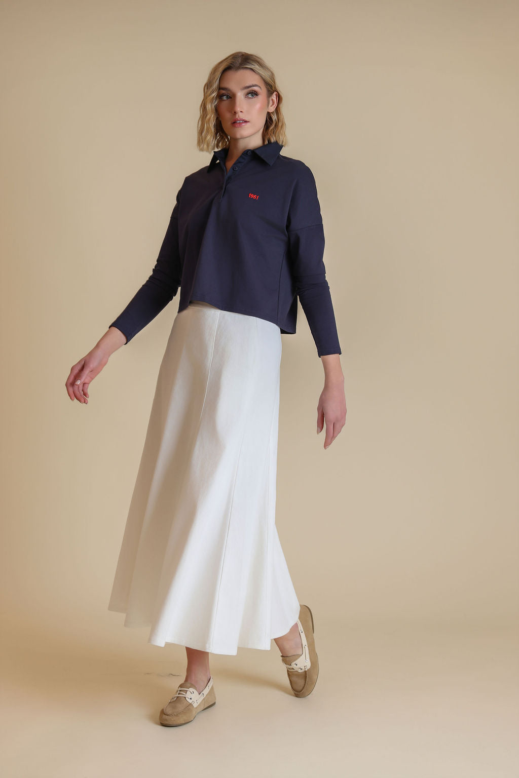 Denim Panel Belted Skirt - Junees