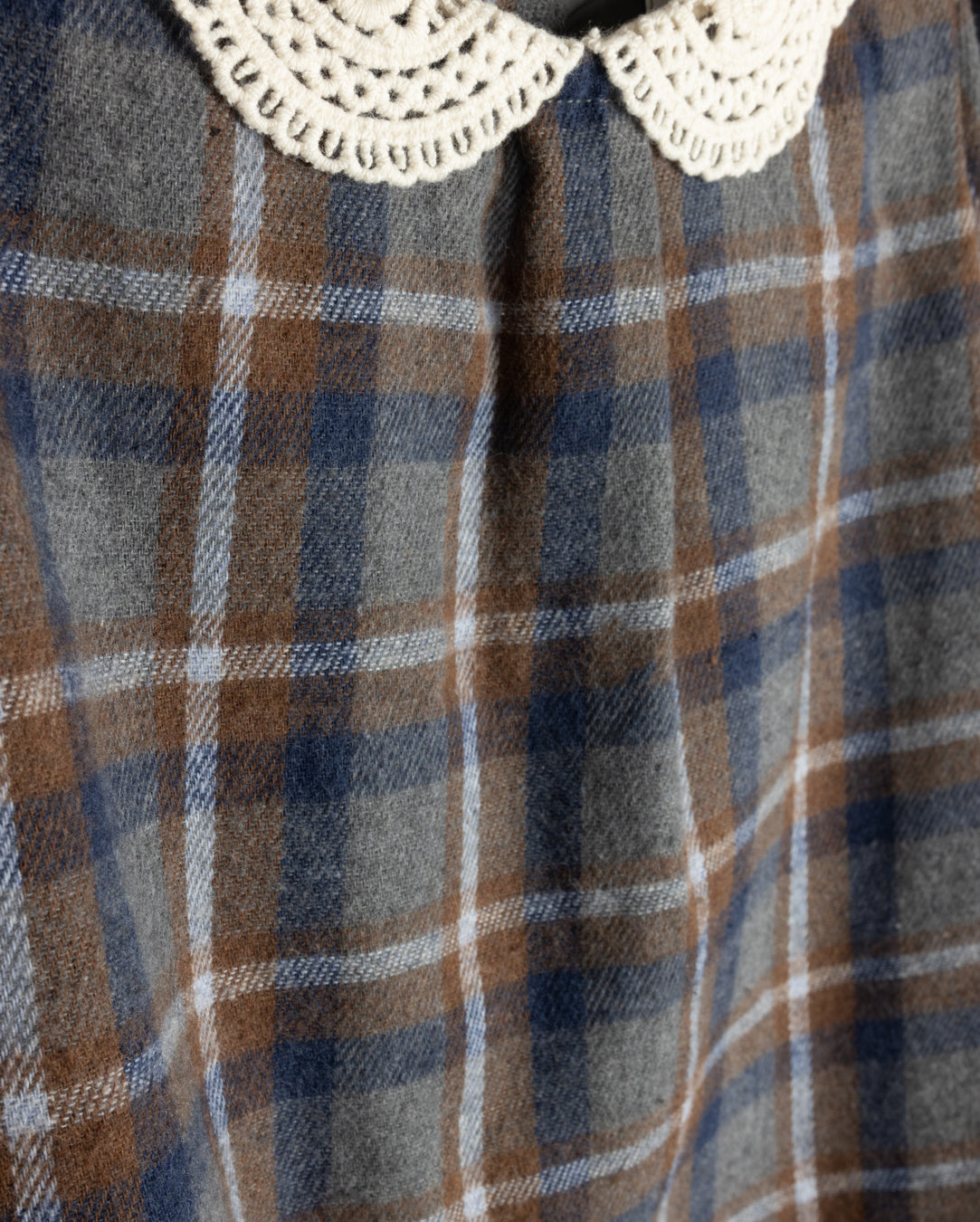 Arlin Plaid Crochet Collar Romper C-22801