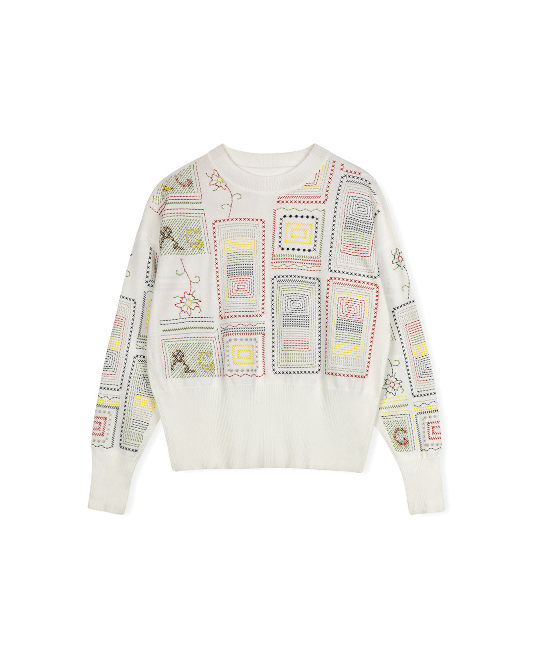 Embroidered Design Crew Neck