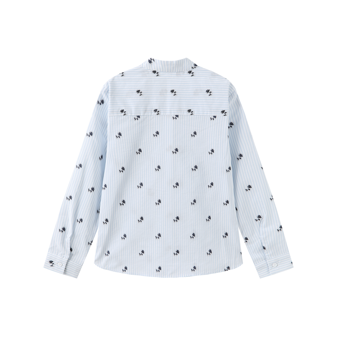 Lee Embroidered Neck Tie Blouse