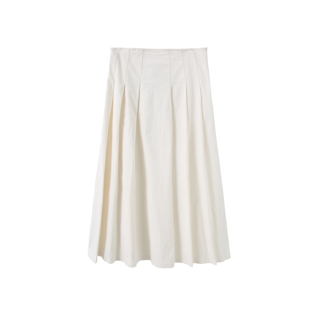 Corduroy Combo Pleated Skirt