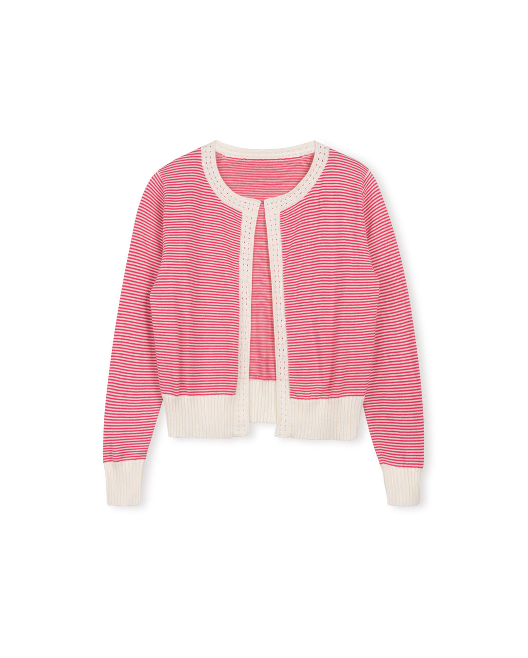 Stripe Crochet Neck Sweater W-18693