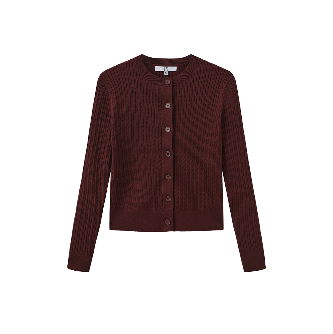 Button Down Cable Knit Cardigan