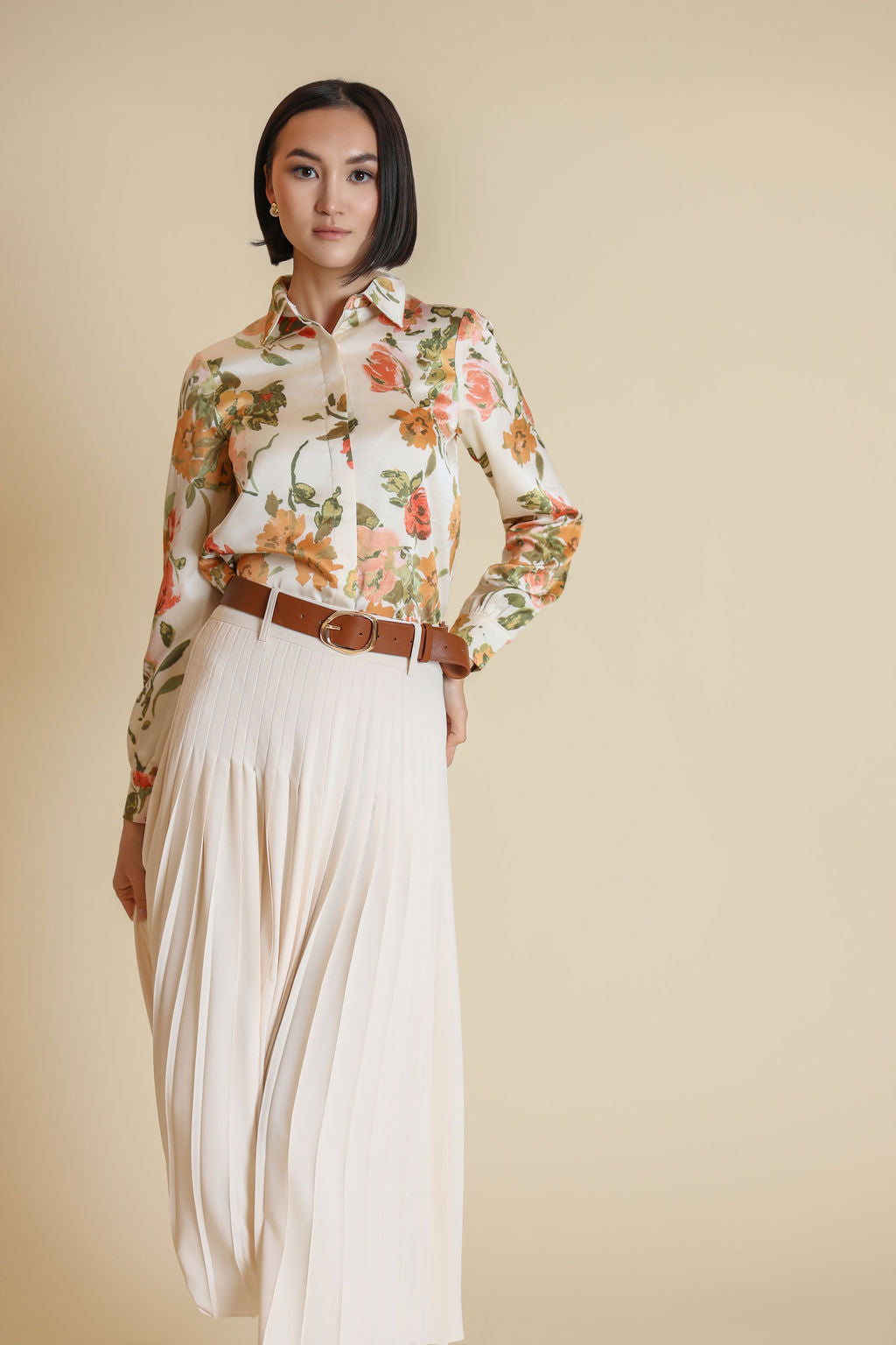Thin Flowy Pleated Skirt - Junees