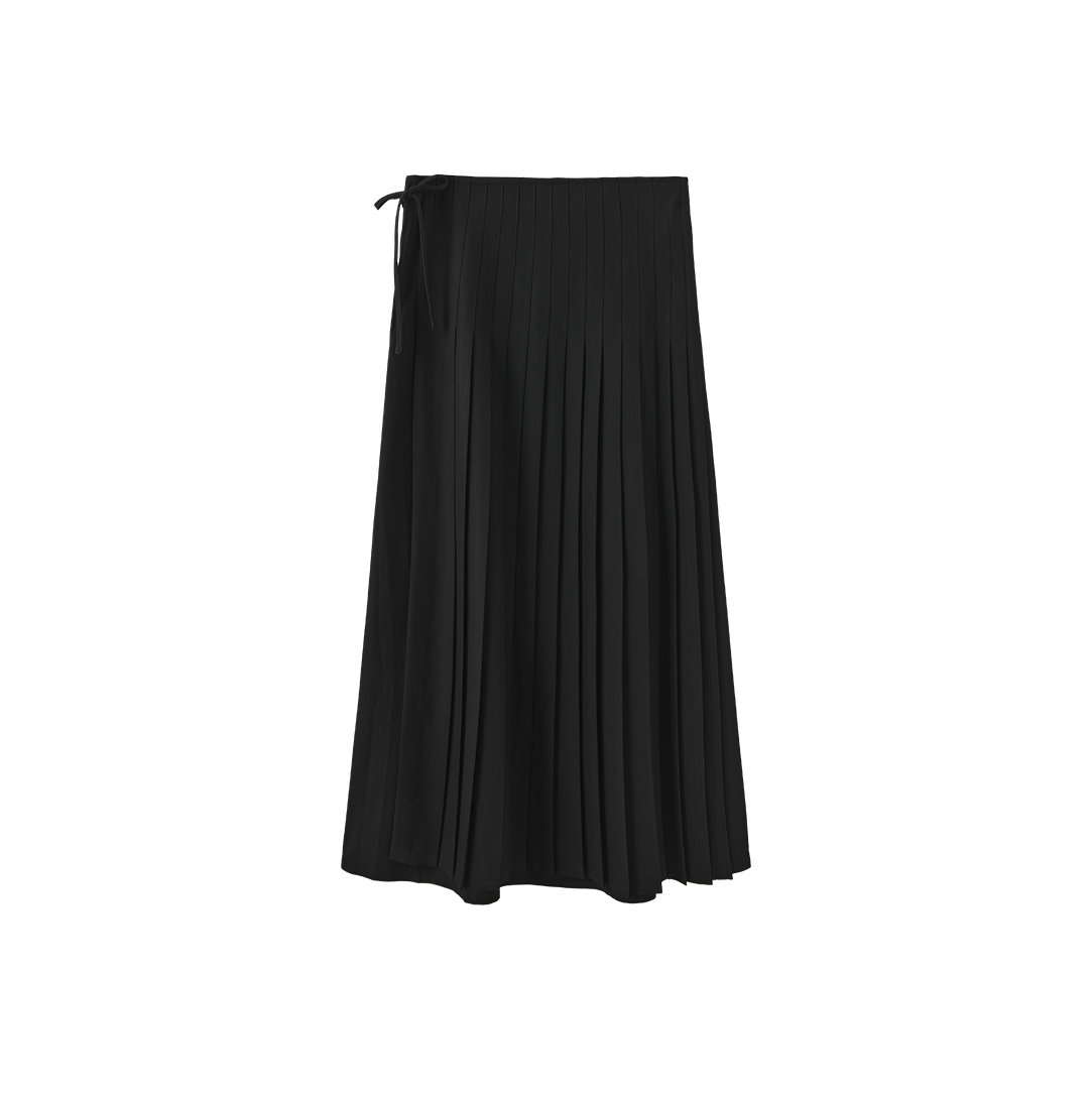 Diagonal Solid Wrap Wool Skirt