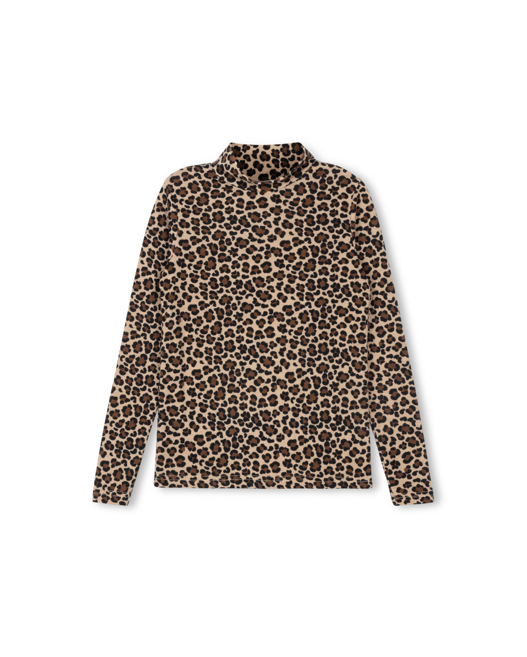 Leopard Printed Fitted Mock Neck