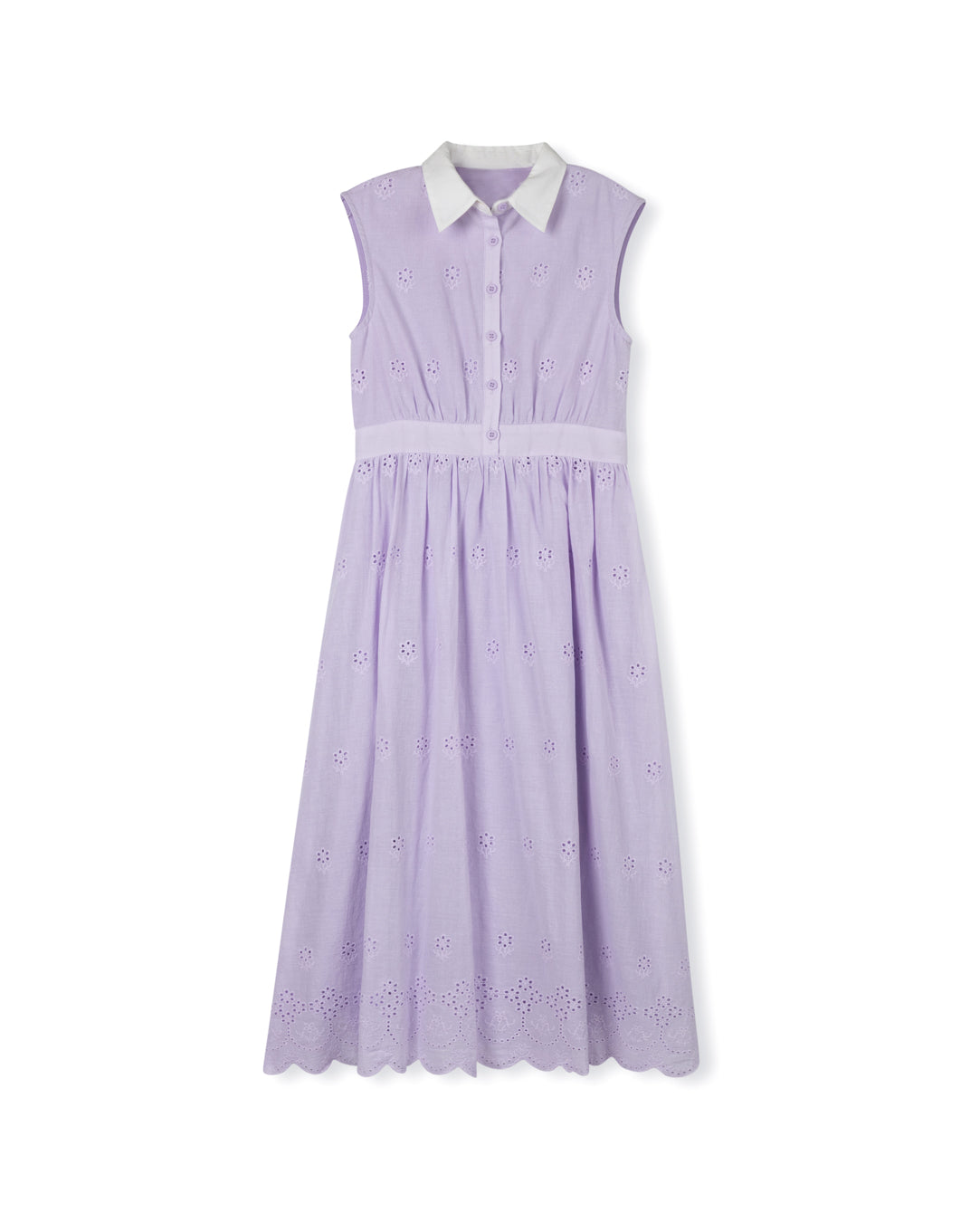 Oliver Eyelet Sleeveless Collared Dress