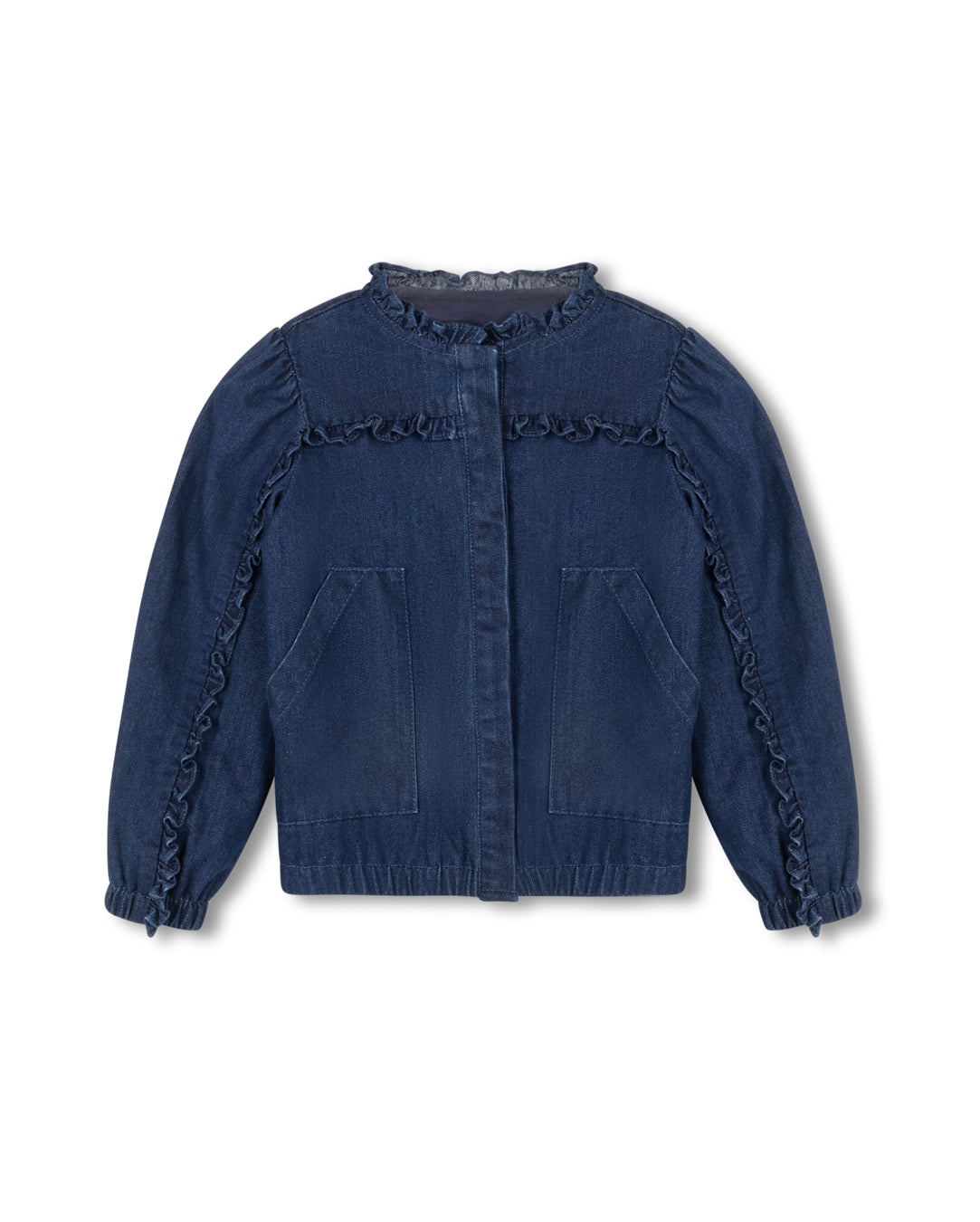 Denim Ruffle Trim Jacket