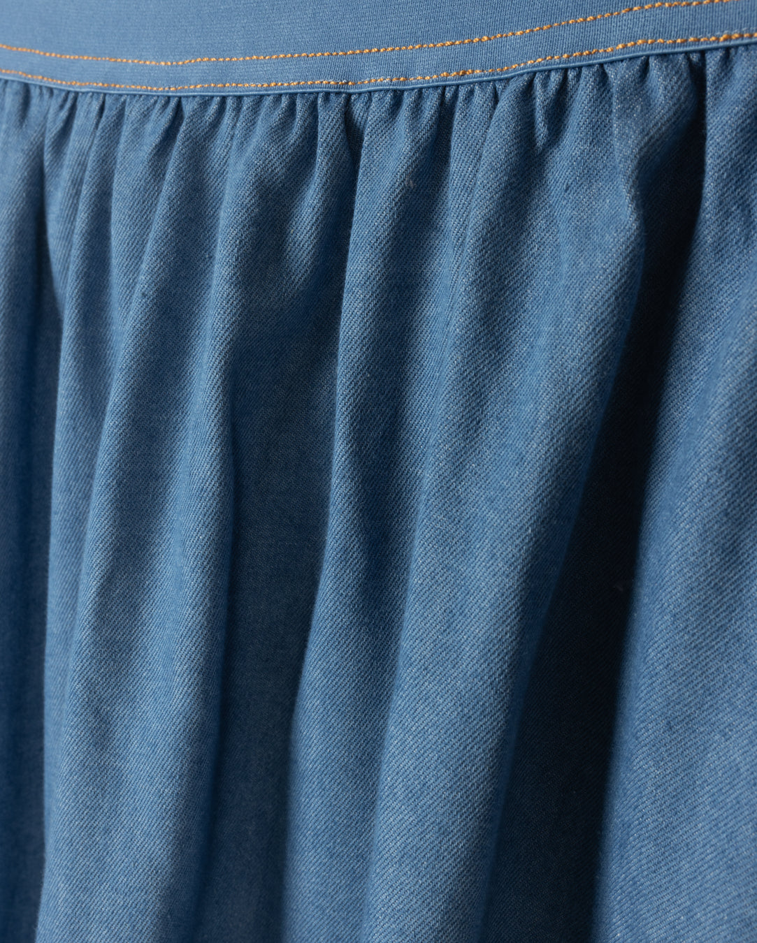 Denim Wide Elastic Band Midi Skirt - Junees