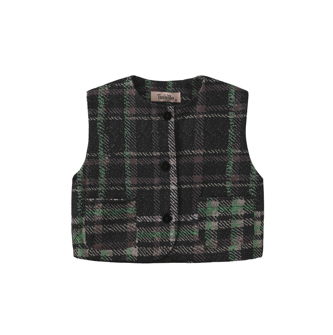 Plaid Printed Crewneck Vest