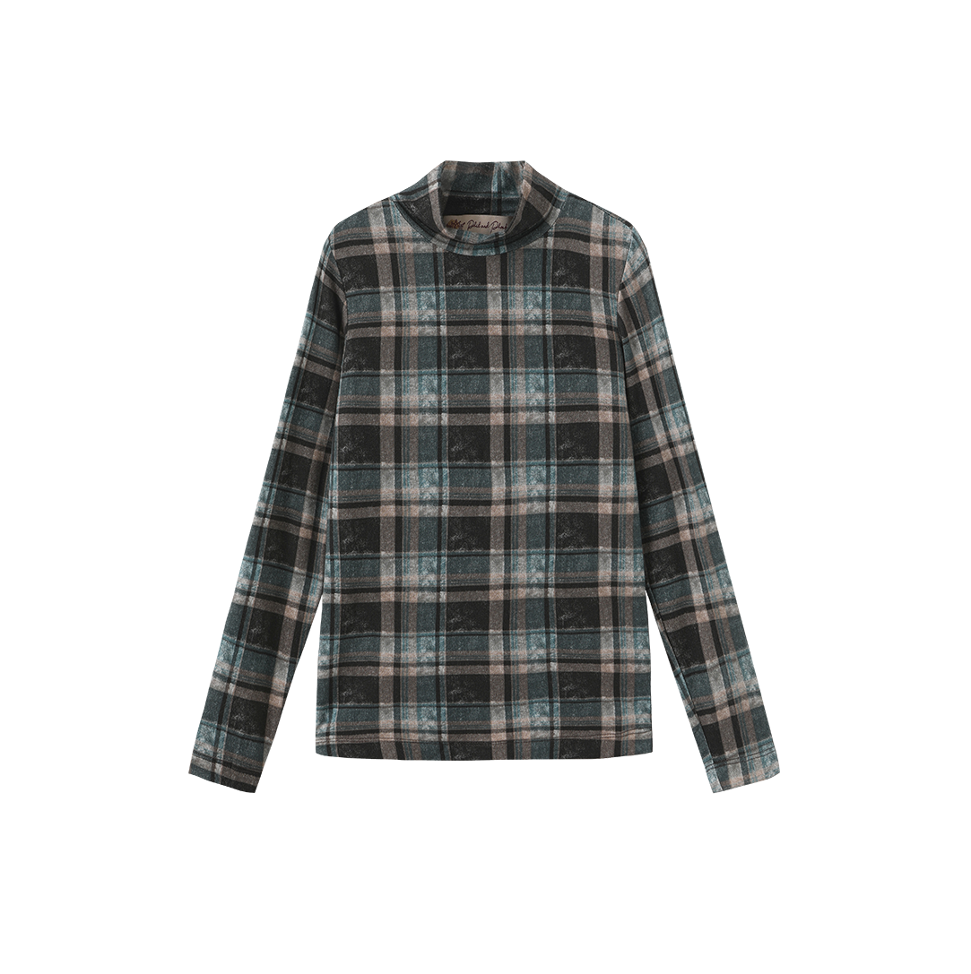 Delmar Plaid Mock Neck