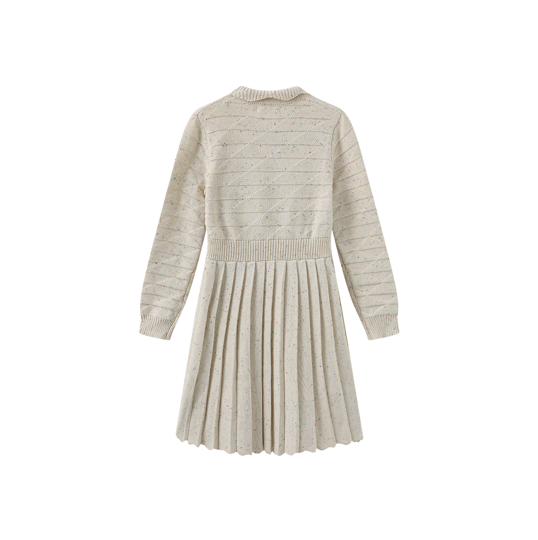 Marled Knit Scallop Trim Dress
