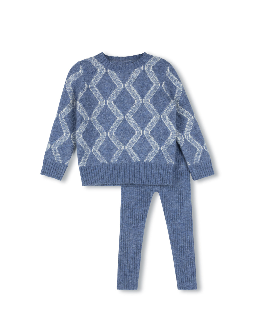 Knit Argyle Sweater Set C-23472